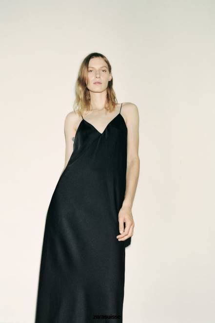 Zara vêtements P66V833 femmes robe à enfiler noir