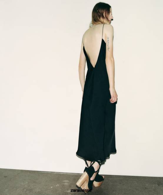 Zara vêtements P66V833 femmes robe à enfiler noir
