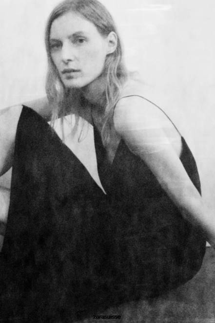 Zara vêtements P66V833 femmes robe à enfiler noir