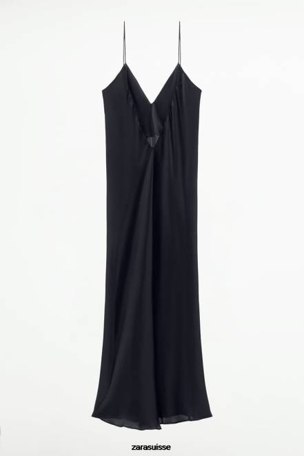 Zara vêtements P66V833 femmes robe à enfiler noir