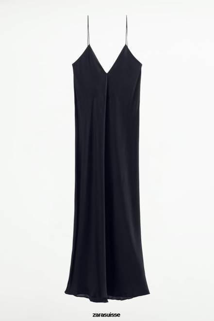 Zara vêtements P66V833 femmes robe à enfiler noir