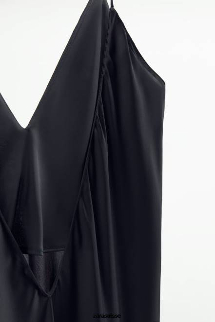 Zara vêtements P66V833 femmes robe à enfiler noir