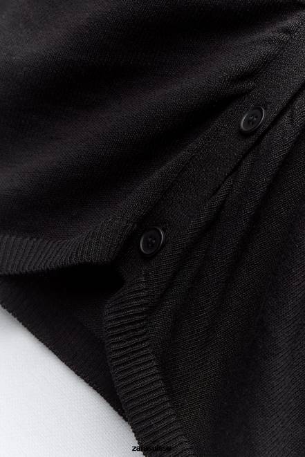 Zara vêtements P66V479 femmes cardigan ajusté en maille noir