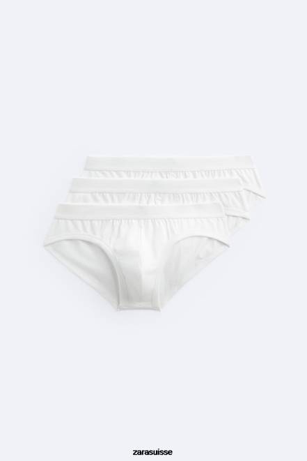 Zara vêtements P66V1432 femmes Lot de 3 slips basiques blanc