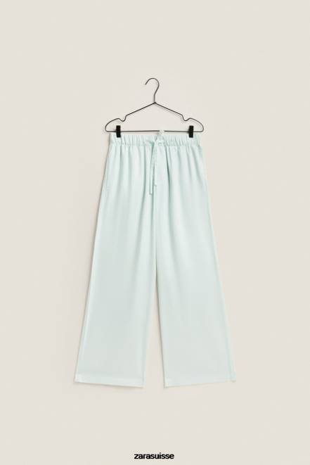 Zara vêtements P66V1800 femmes pantalon de couleur unie vert clair