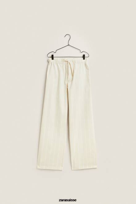 Zara vêtements P66V1801 femmes pantalon à fines rayures jaune clair