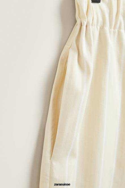 Zara vêtements P66V1801 femmes pantalon à fines rayures jaune clair