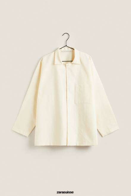 Zara vêtements P66V1802 femmes chemise de couleur unie vanille