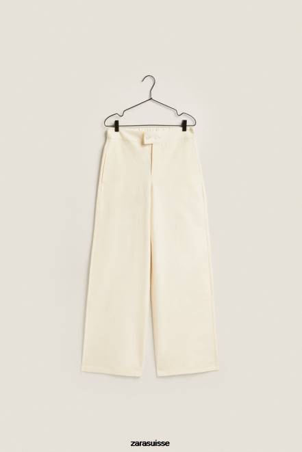 Zara vêtements P66V1803 femmes pantalon de couleur unie vanille