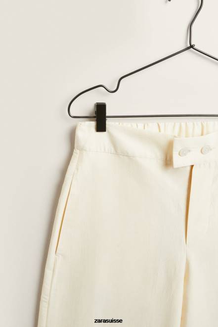 Zara vêtements P66V1803 femmes pantalon de couleur unie vanille