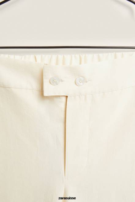 Zara vêtements P66V1803 femmes pantalon de couleur unie vanille