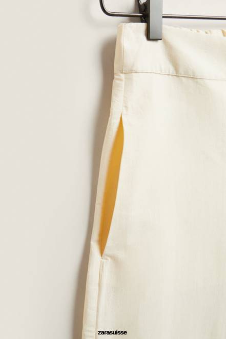 Zara vêtements P66V1803 femmes pantalon de couleur unie vanille