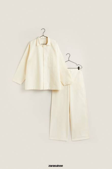 Zara vêtements P66V1803 femmes pantalon de couleur unie vanille