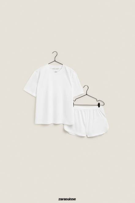 Zara vêtements P66V1811 femmes short doux au toucher blanc