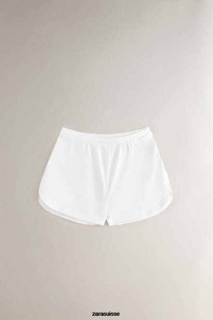 Zara vêtements P66V1811 femmes short doux au toucher blanc