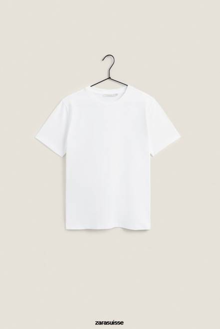 Zara vêtements P66V1812 femmes haut en coton blanc