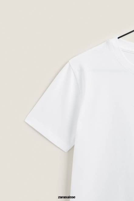 Zara vêtements P66V1812 femmes haut en coton blanc