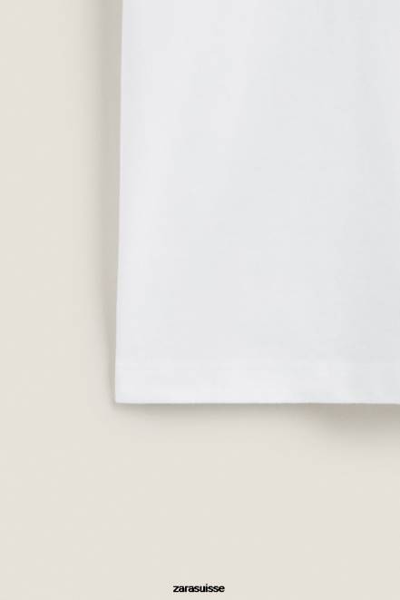 Zara vêtements P66V1812 femmes haut en coton blanc