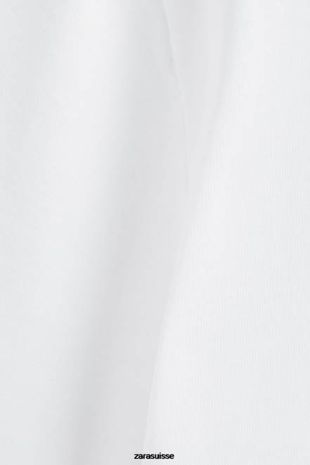 Zara vêtements P66V1812 femmes haut en coton blanc