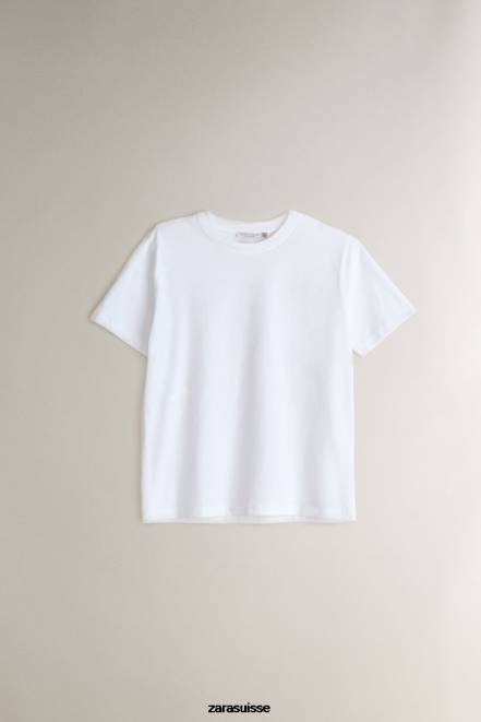 Zara vêtements P66V1812 femmes haut en coton blanc