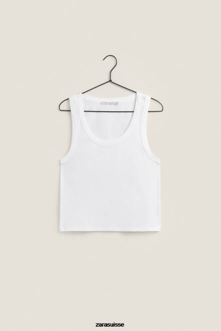 Zara vêtements P66V1813 femmes débardeur blanc