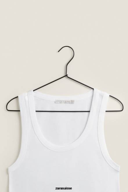 Zara vêtements P66V1813 femmes débardeur blanc