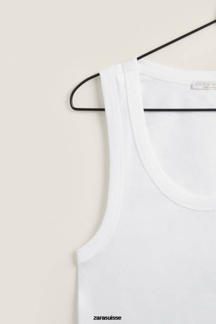 Zara vêtements P66V1813 femmes débardeur blanc