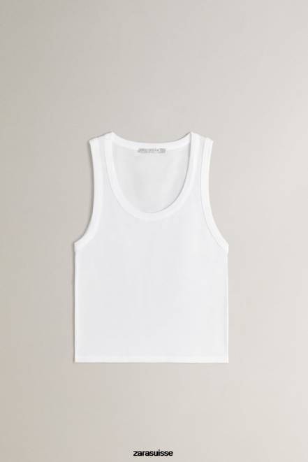 Zara vêtements P66V1813 femmes débardeur blanc