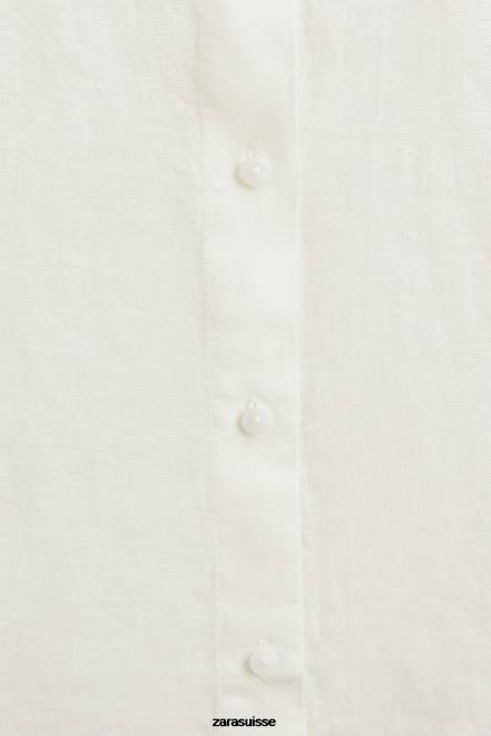 Zara vêtements P66V1814 femmes chemise en lin écru