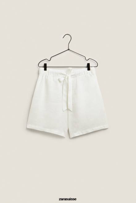 Zara vêtements P66V1815 femmes short en lin écru