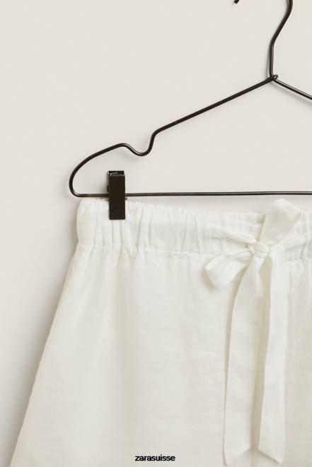 Zara vêtements P66V1815 femmes short en lin écru