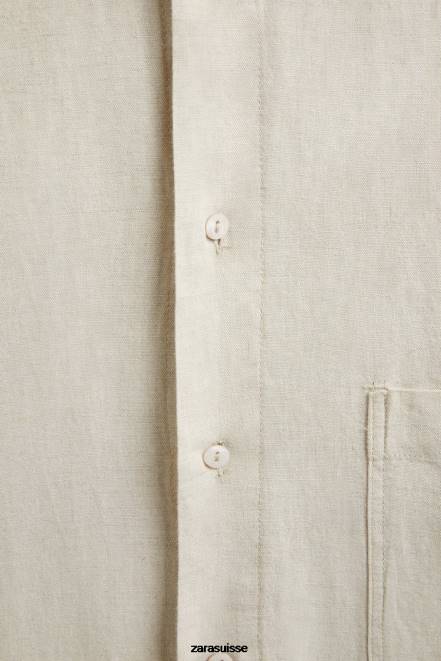 Zara vêtements P66V1819 femmes robe chemise beige clair