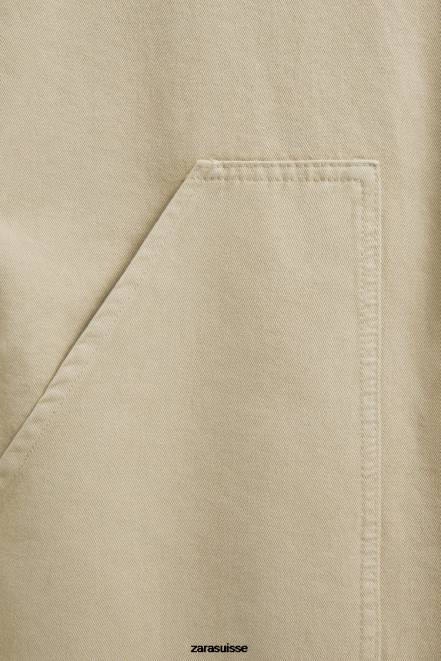 Zara vêtements P66V1820 femmes salopette de jardin à manches longues Beige foncé