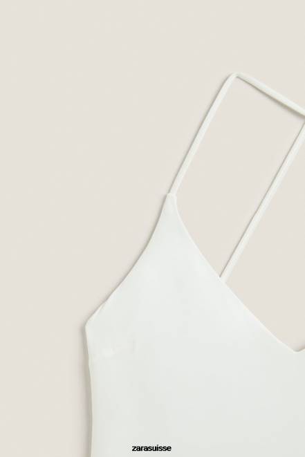 Zara vêtements P66V1822 femmes maillot de bain uni écru