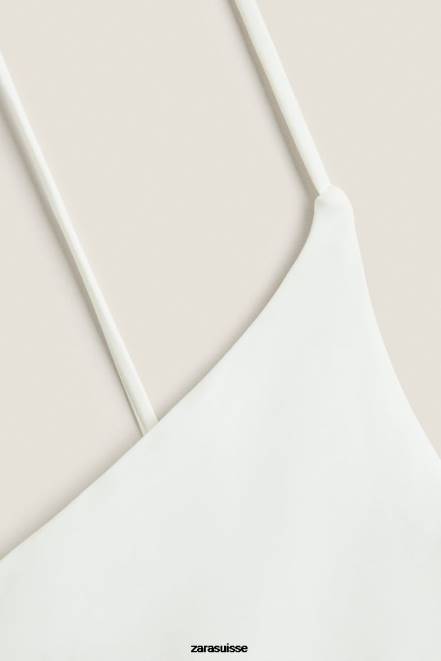 Zara vêtements P66V1822 femmes maillot de bain uni écru