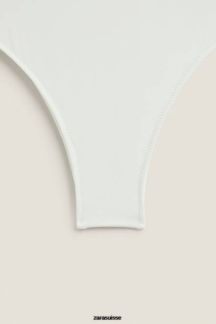 Zara vêtements P66V1822 femmes maillot de bain uni écru