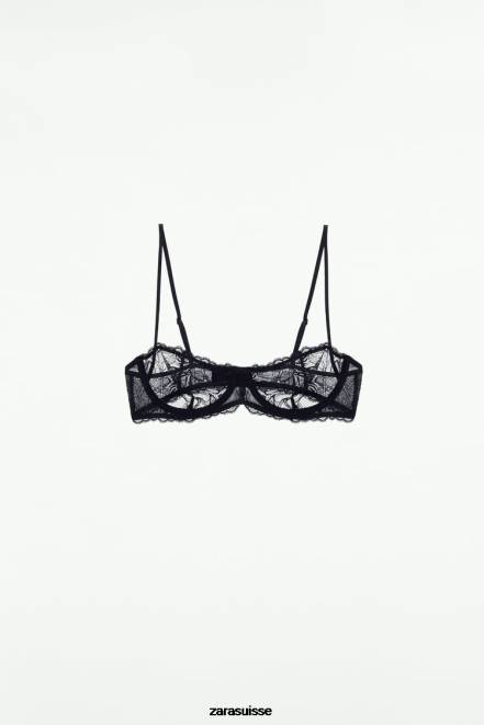 Zara vêtements P66V826 femmes soutien-gorge en dentelle à armatures noir
