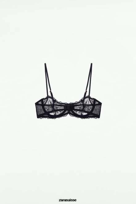 Zara vêtements P66V826 femmes soutien-gorge en dentelle à armatures noir