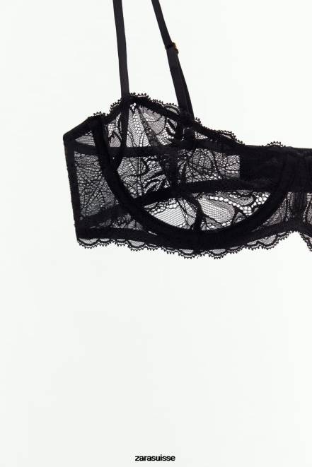 Zara vêtements P66V826 femmes soutien-gorge en dentelle à armatures noir