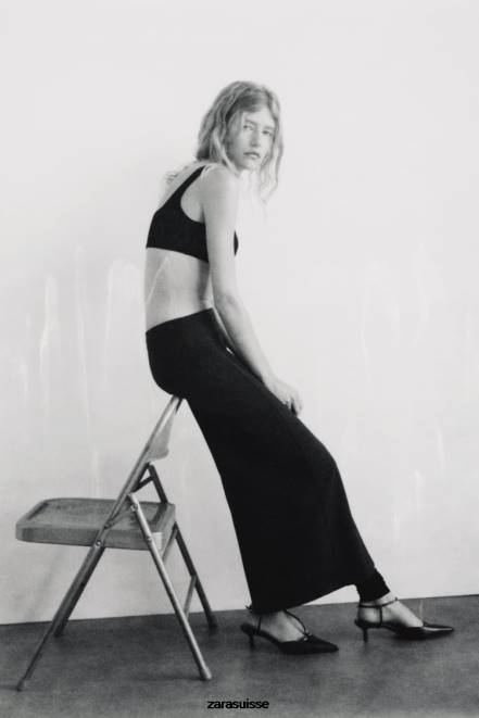 Zara vêtements P66V836 femmes brassière en laine noir