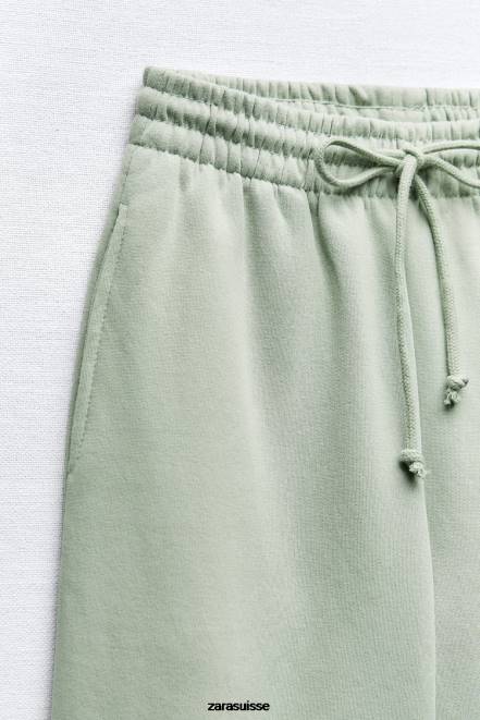 Zara vêtements P66V944 femmes pantalon de jogging basique vert d'eau