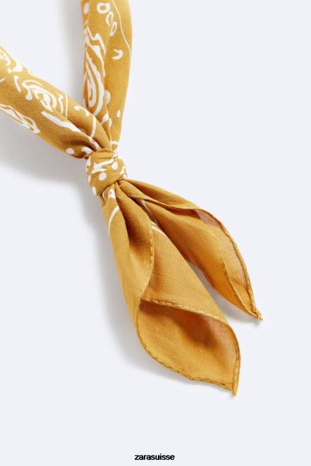 Zara accessoires P66V1395 Hommes bandana à imprimé cachemire moutarde