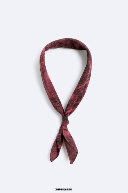 Zara accessoires P66V1397 Hommes bandana imprimé effet denim fuchsia