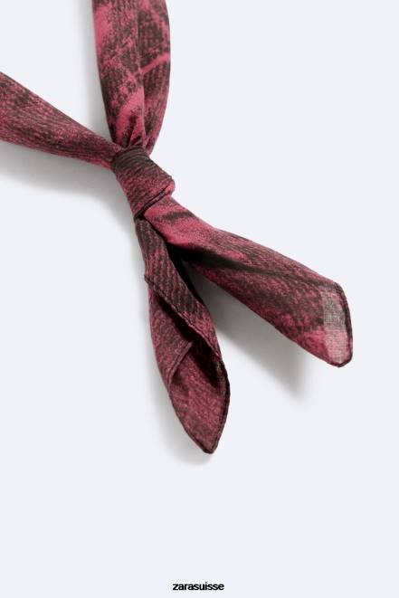 Zara accessoires P66V1397 Hommes bandana imprimé effet denim fuchsia