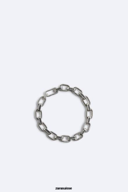 Zara accessoires P66V1488 Hommes bracelet à maillons embossés argent
