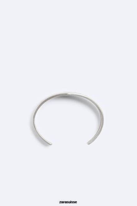Zara accessoires P66V1491 Hommes bracelet manchette finition irrégulière argent