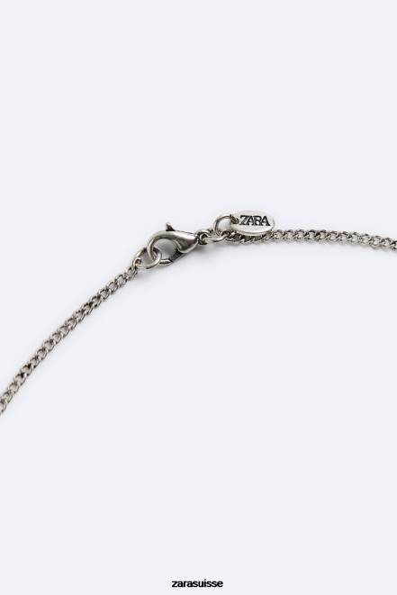 Zara accessoires P66V1495 Hommes chaîne à pendentif géométrique argent