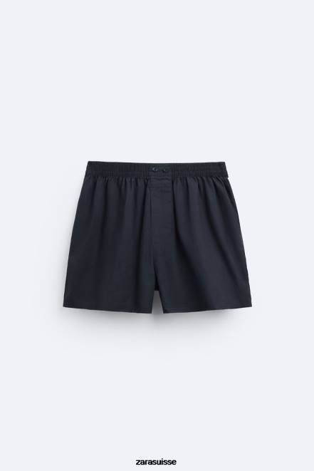 Zara accessoires P66V1413 Hommes Lot de 2 boxers en popeline rayée bleu marine
