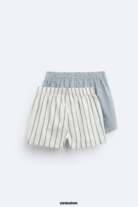 Zara accessoires P66V1414 Hommes Lot de 2 boxers en popeline rayée divers