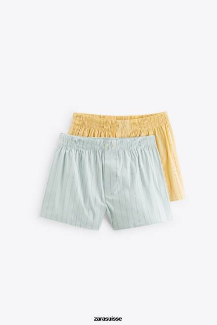 Zara accessoires P66V1416 Hommes lot de deux boxers en popeline rayée divers